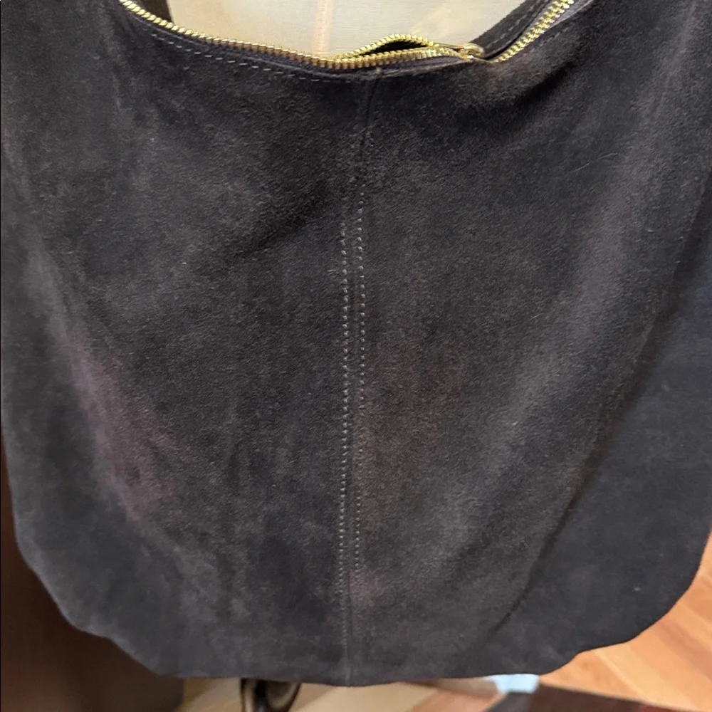 Chocolate Brown Shoulder Hobo Bag in Suede